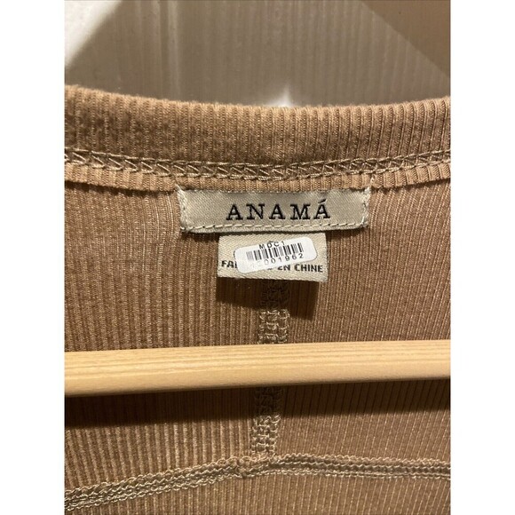 ANTHROPOLOGIE Anama Ribbed Cardigan Sweater Small Hi-Low Button Down Tan - Picture 3 of 11